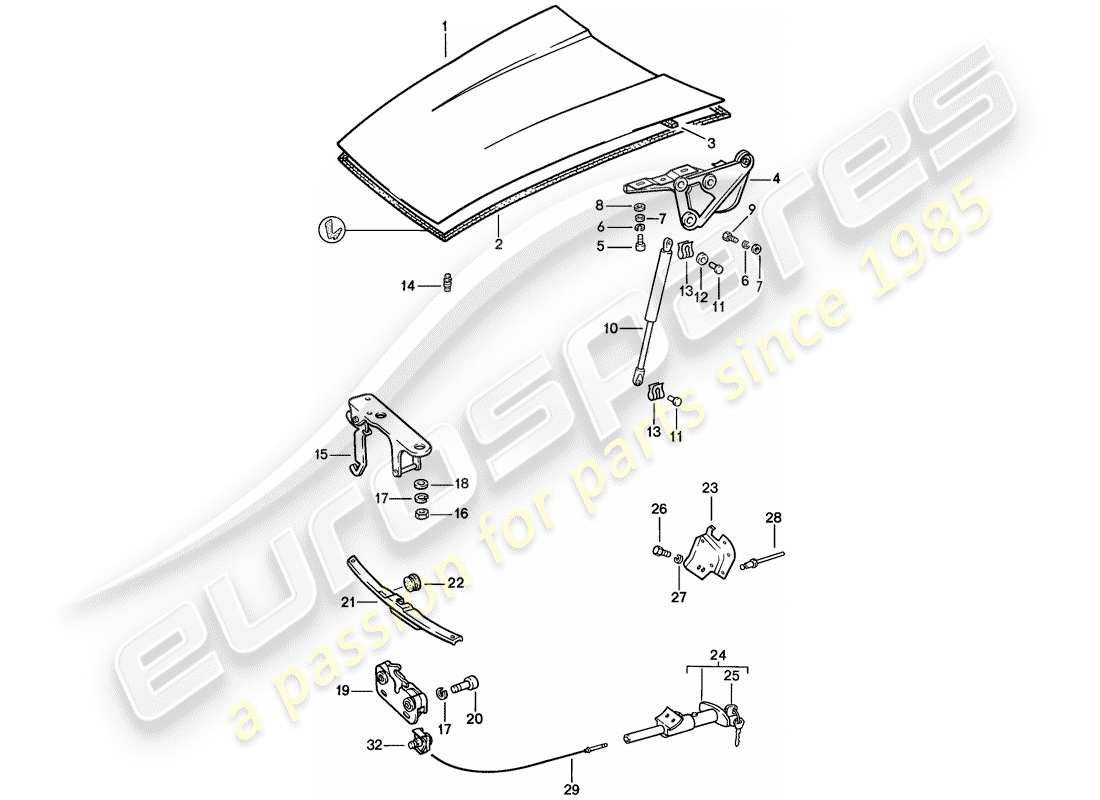 porsche 1984 (911) couverture diagramme de pièce