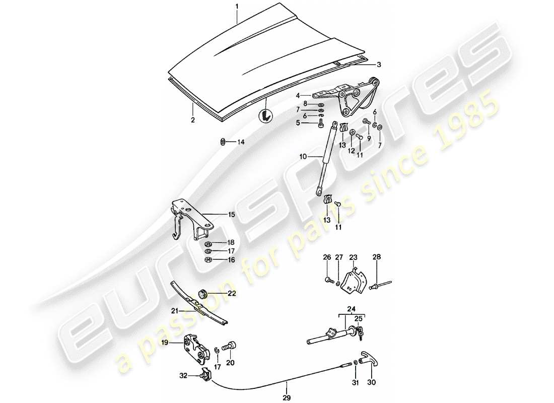 porsche 1983 (911) couverture diagramme de pièce