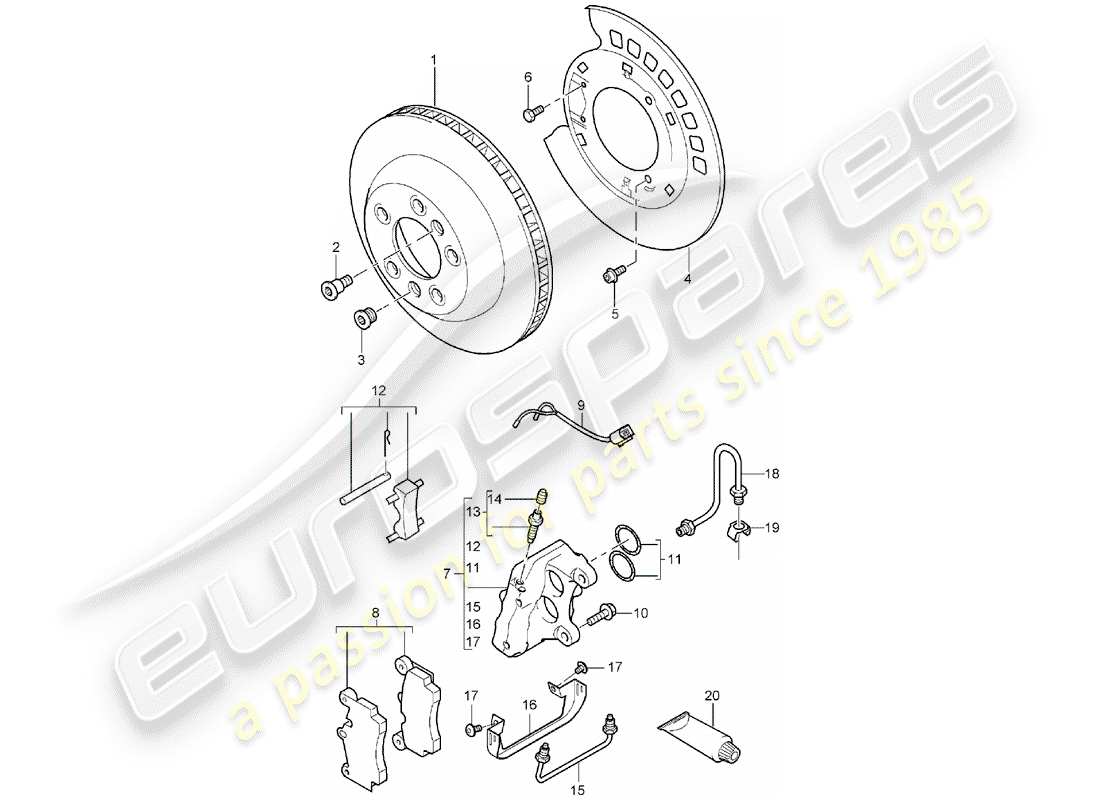 porsche 2005 (cayenne e1 9pa) freins à disque schéma des pièces