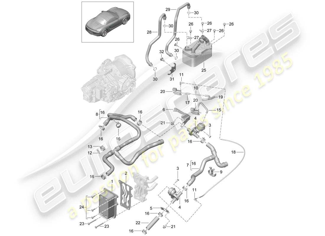 porsche 2012 (981 boxster) -pdk-diagramme des pièces
