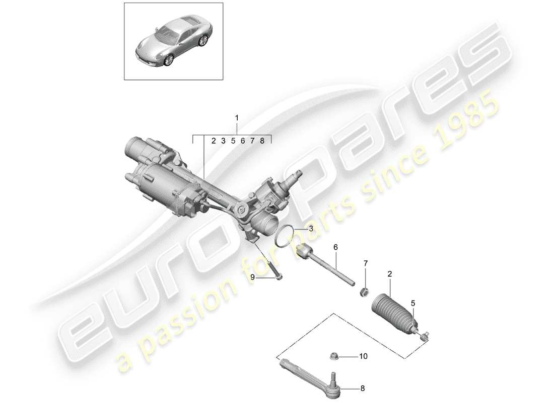 porsche 2013 (991-1) l'appareil à gouverner schéma des pièces