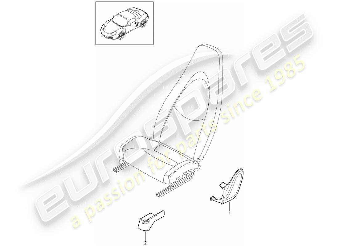 porsche 2009 (987 boxster) siège avant schéma des pièces