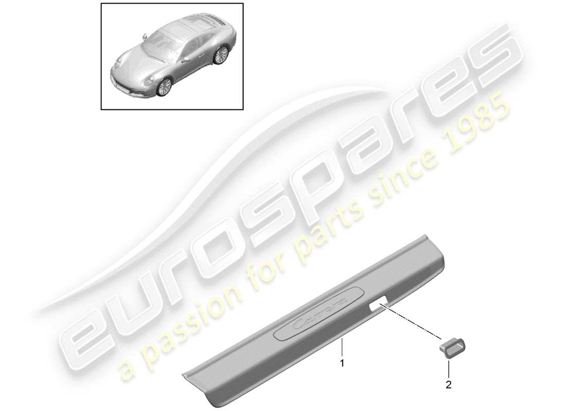 porsche 2017 (991-2) plaque de seuil - panneau de seuil schéma des pièces
