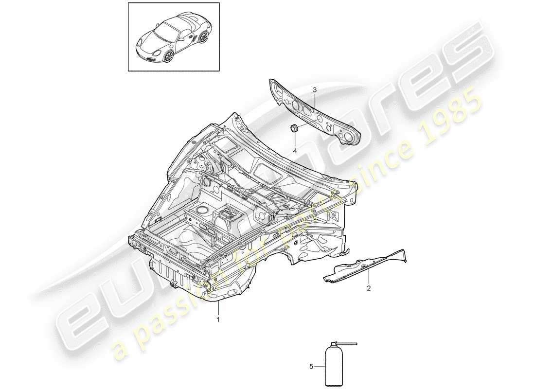 porsche 2011 (987 boxster) schéma des pièces front end