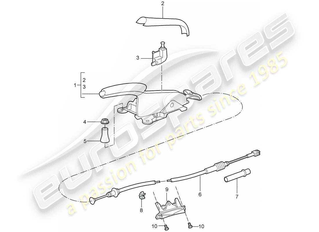 porsche 2007 (987 cayman) schéma des pièces du frein à main
