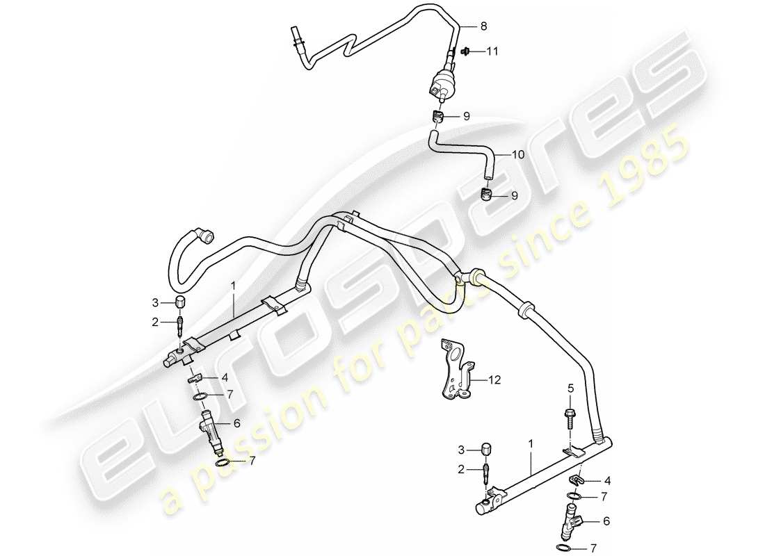 porsche 2007 (987 cayman) tuyau de collecte de carburant schéma des pièces