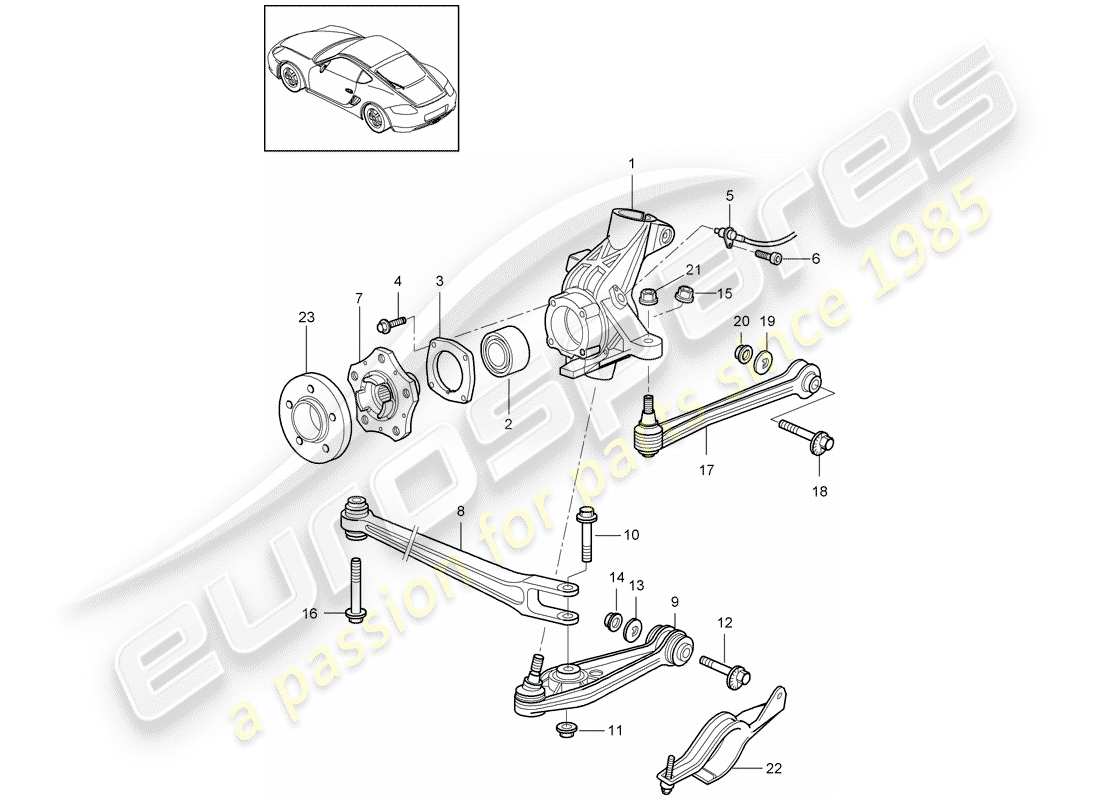 porsche 2012 (987 cayman) essieu arrière schéma des pièces