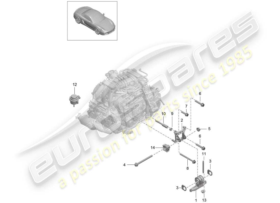 porsche 2016 (981 boxster) suspension du moteur schéma des pièces