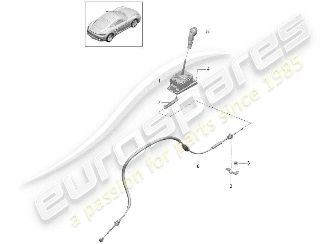 porsche 2019 (718 cayman) levier sélecteur schéma des pièces