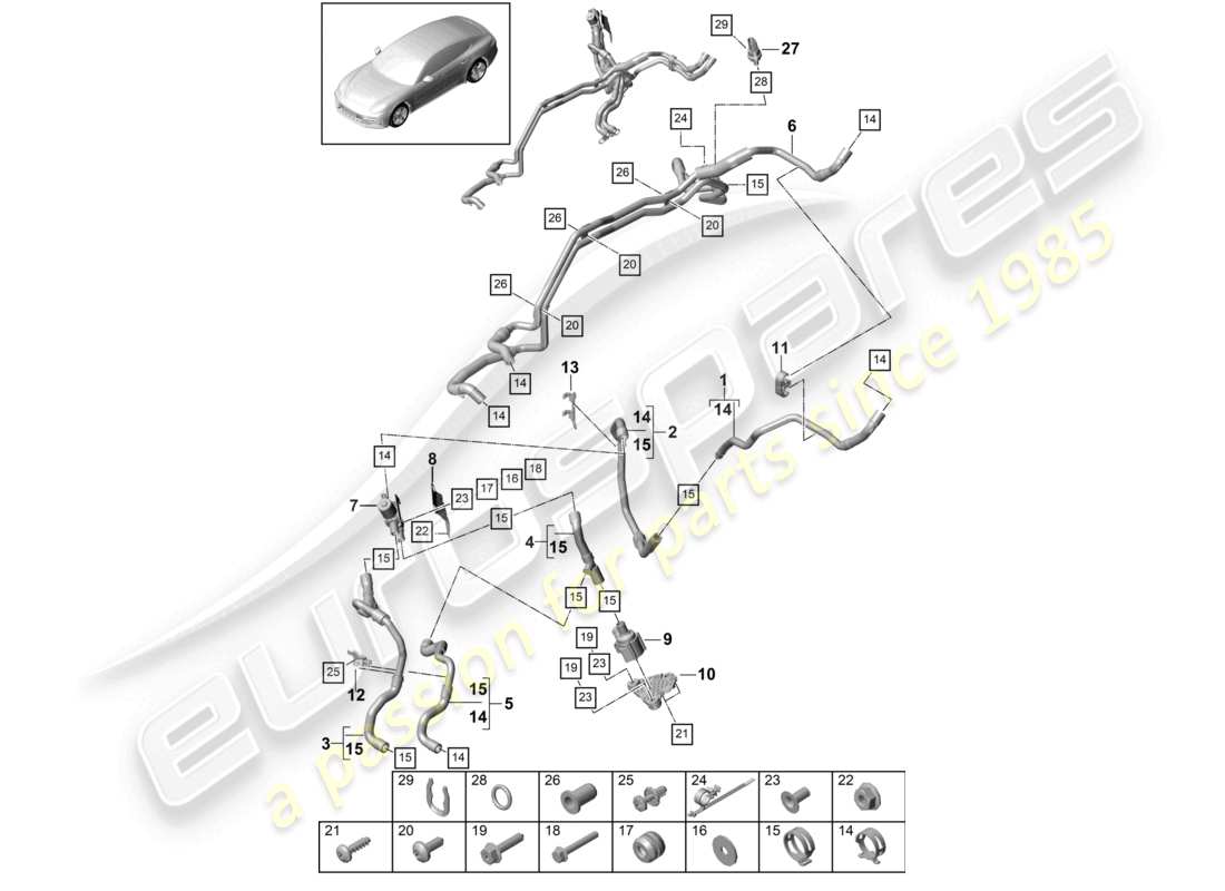 porsche 2020 (panamera 971-1) radiateur droit longeron hybride schéma des pièces