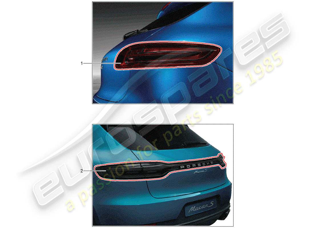 porsche 2016 (tequipment macan) feu arrière schéma des pièces