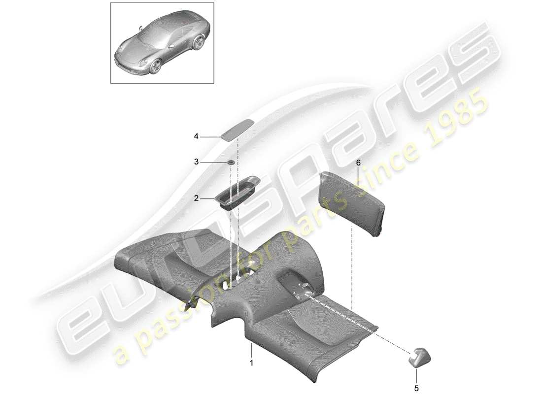 porsche 2013 (991-1) schéma des pièces du siège arrière
