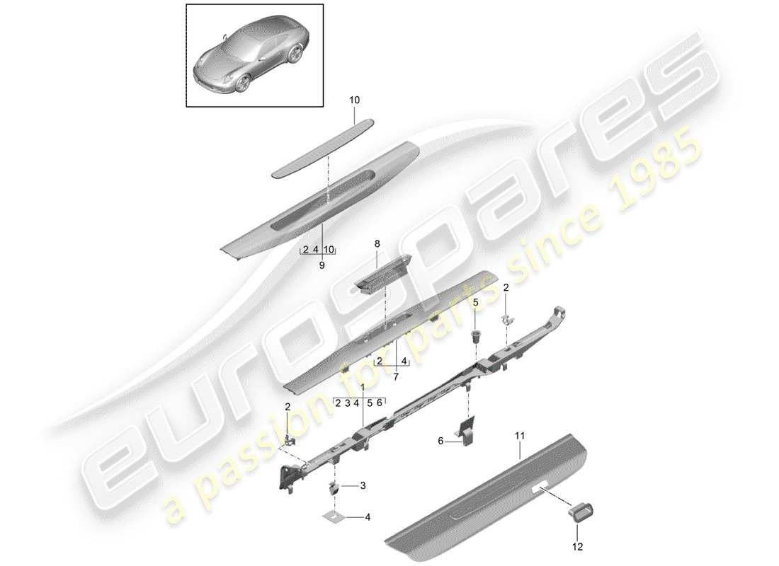 porsche 2014 (991-1) garniture schéma des pièces