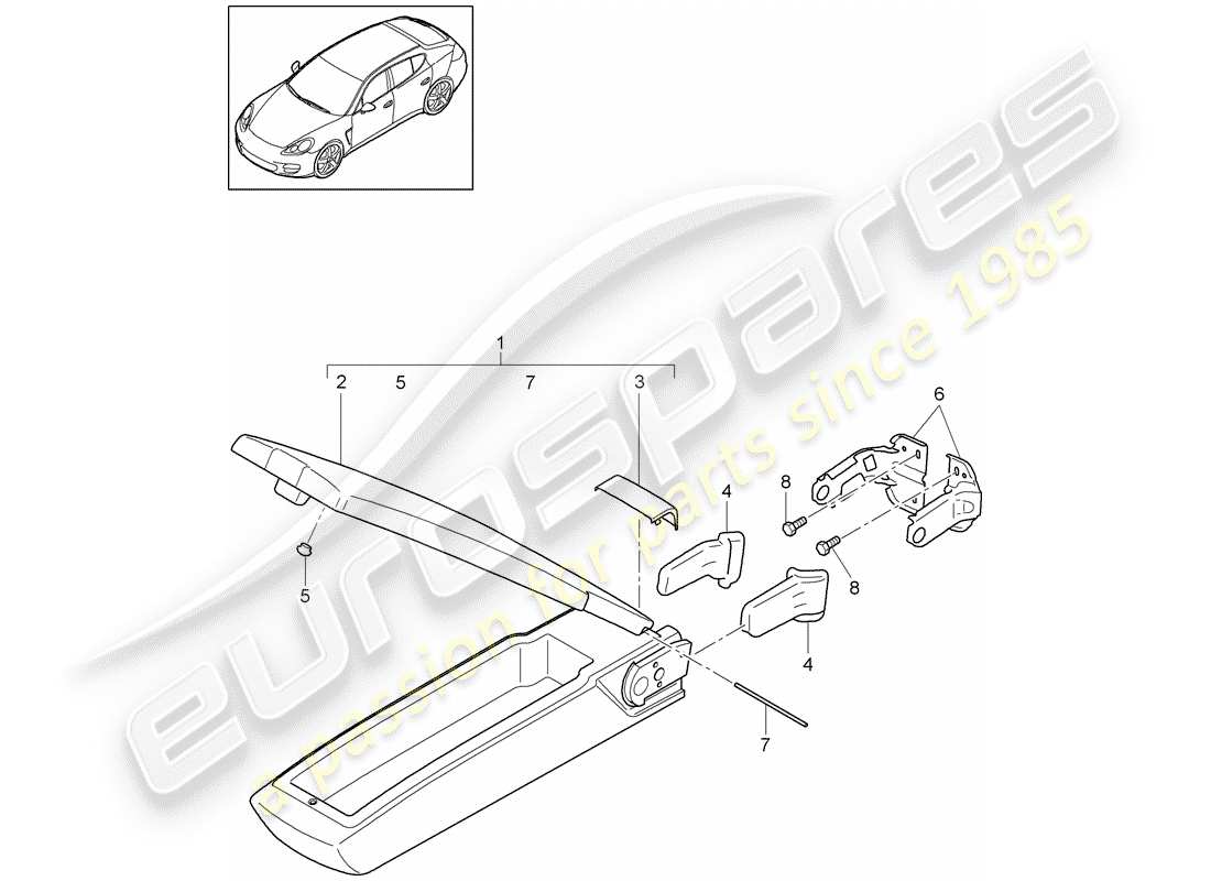 porsche 2016 (panamera 970) diagramme de pièce d'accoudoir
