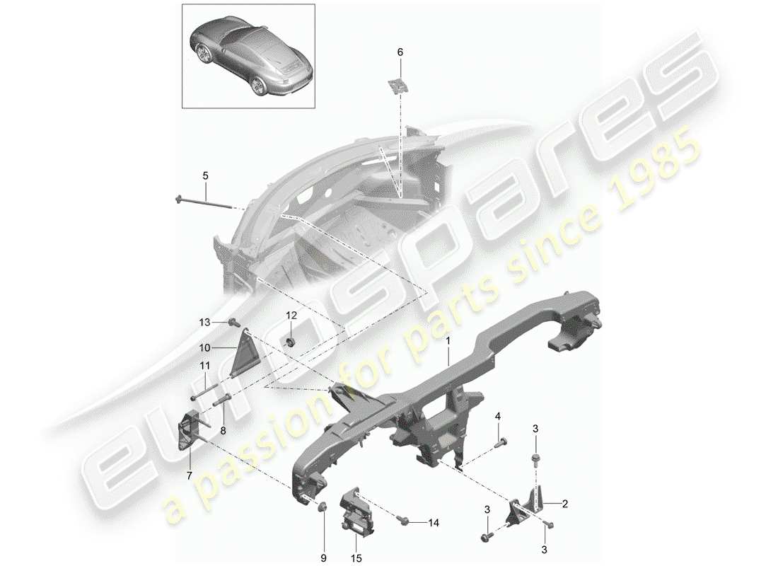 porsche 2013 (991-1) cadre de retenue schéma des pièces