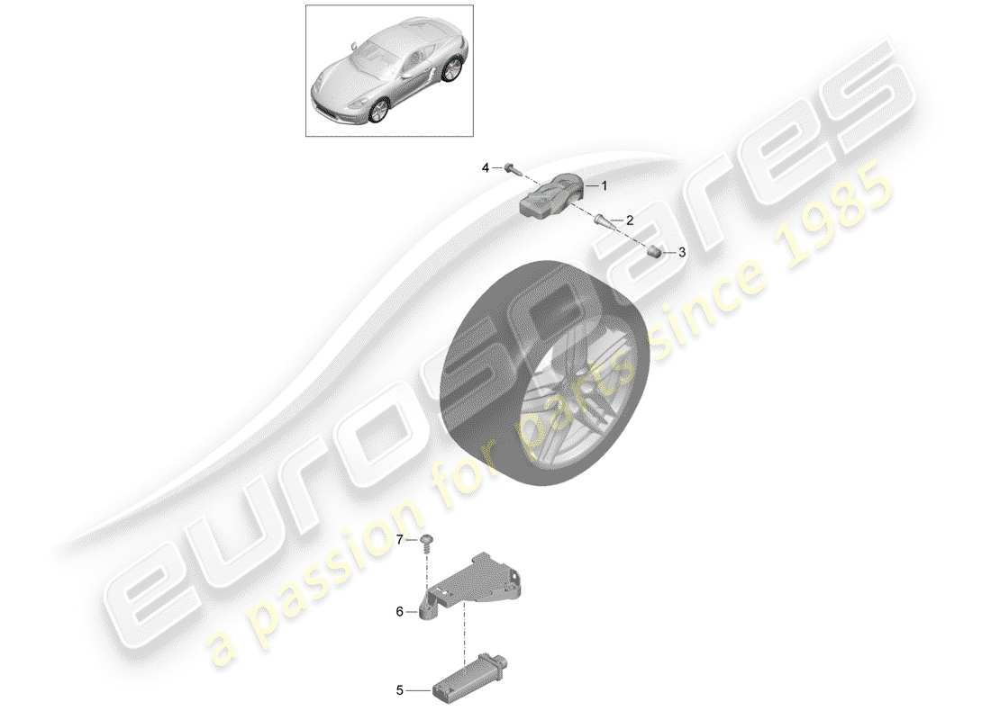 porsche 2018 (718 cayman) système de contrôle de pression des pneus schéma des pièces