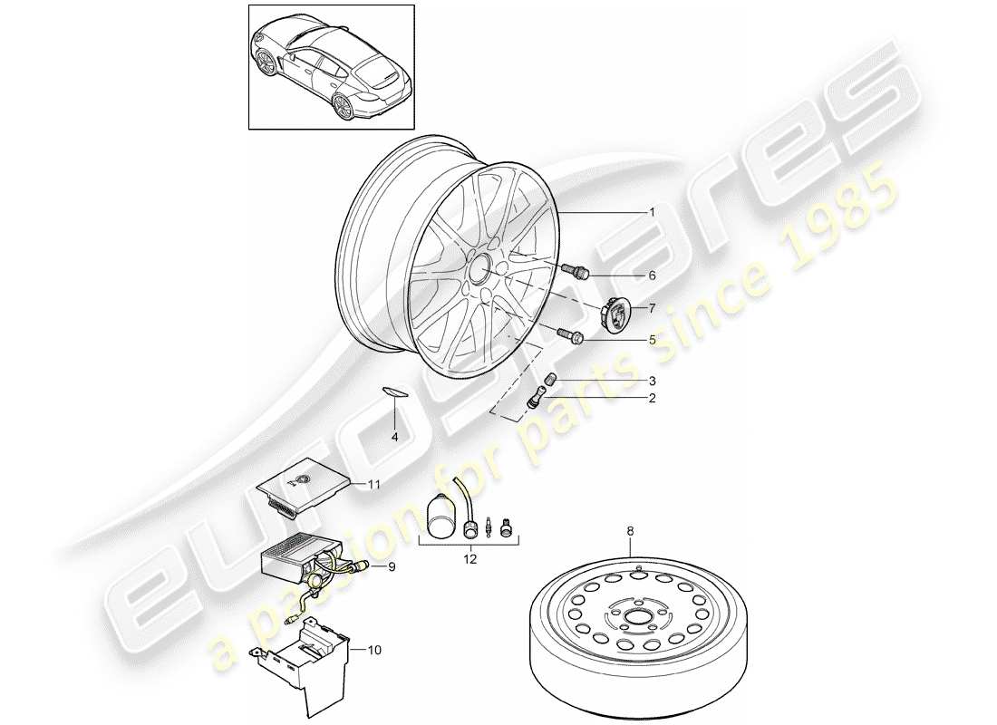 porsche 2016 (panamera 970) roues schéma des pièces