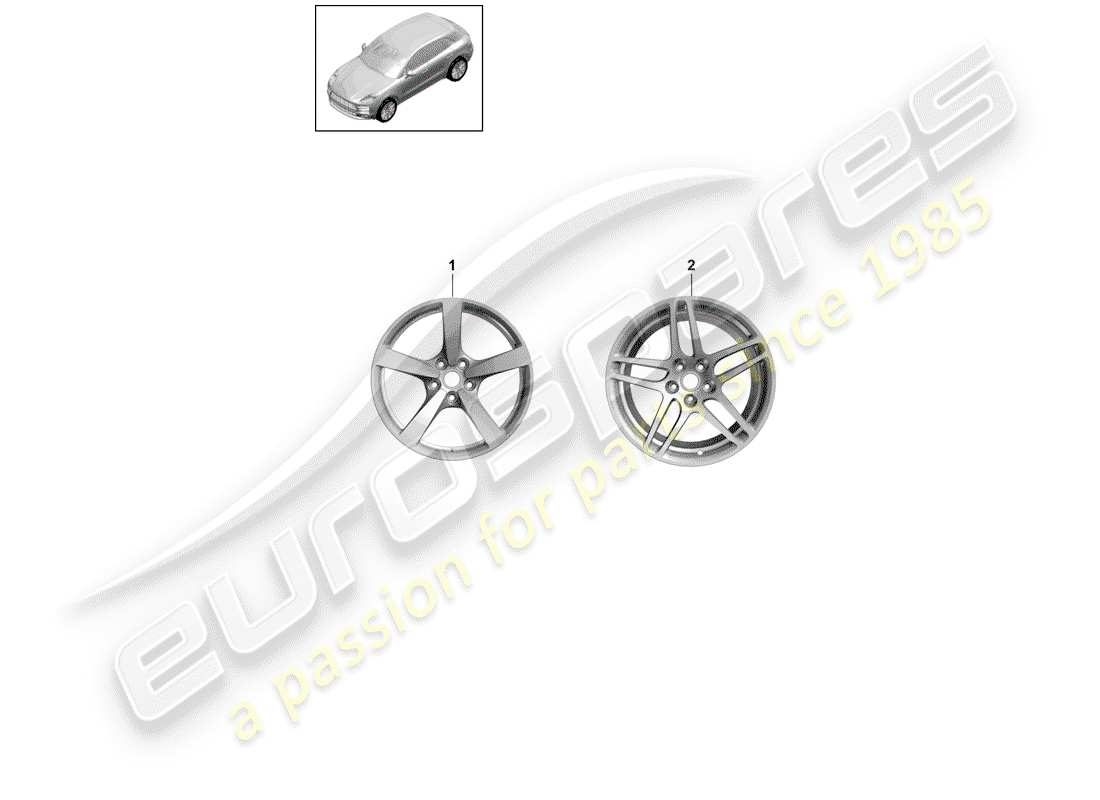 porsche 2019 (macan) jante en alliage schéma des pièces