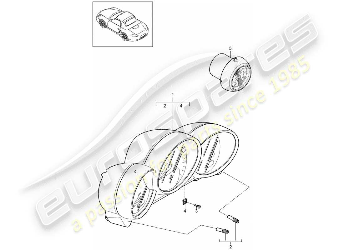 porsche 2011 (987 boxster) schéma des pièces des instruments