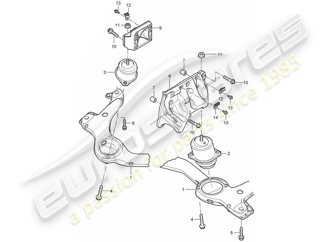 porsche 2008 (cayenne e1 9pa) attaque de levage du moteur schéma des pièces
