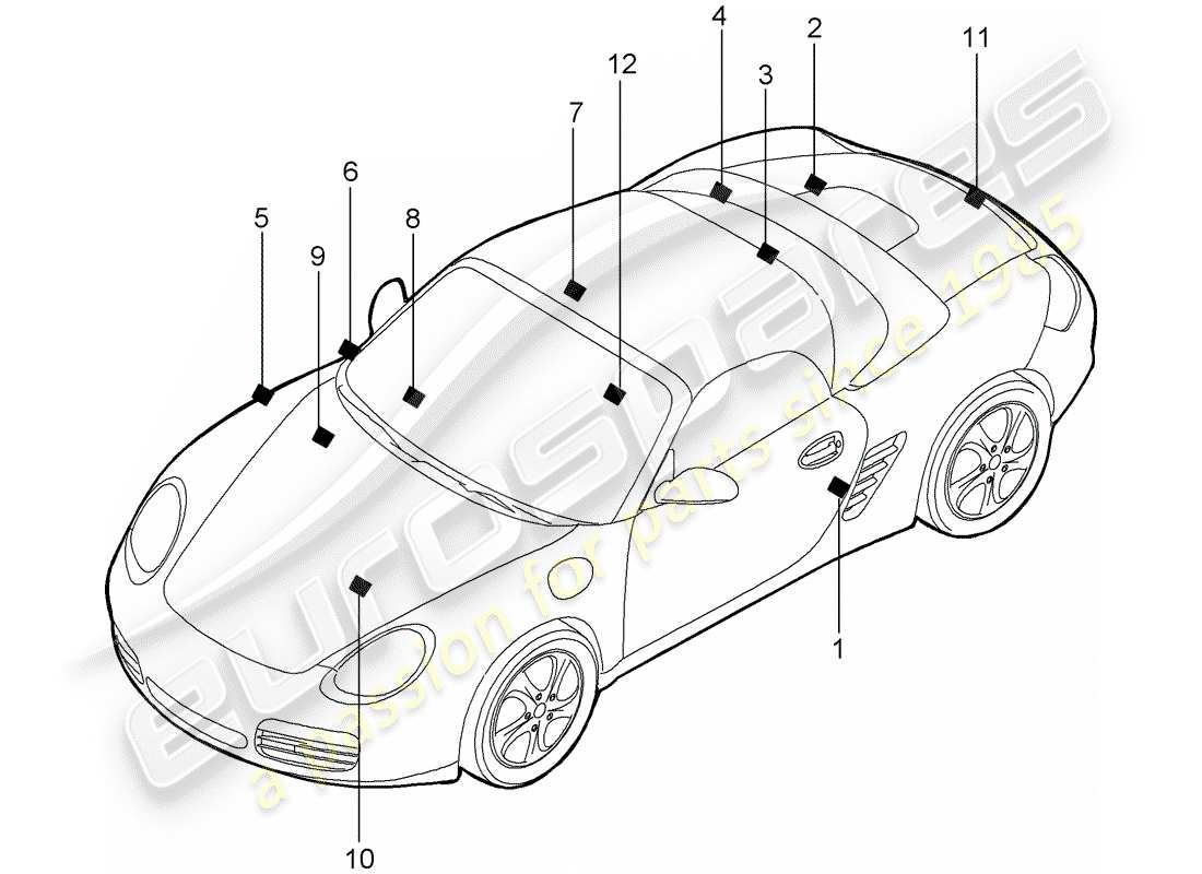 porsche 2009 (987 boxster) signes/avis schéma des pièces