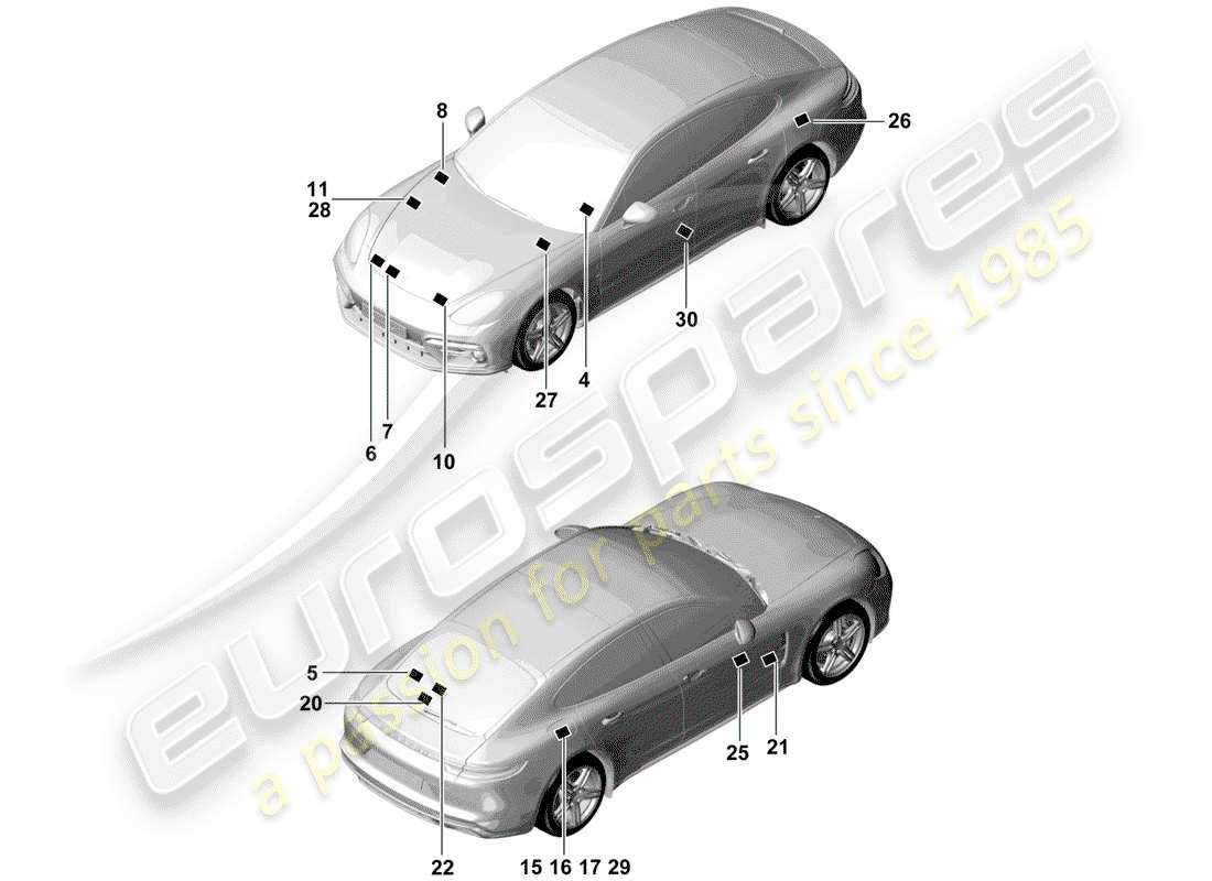 porsche 2019 (panamera 971-1) signes/avis schéma des pièces