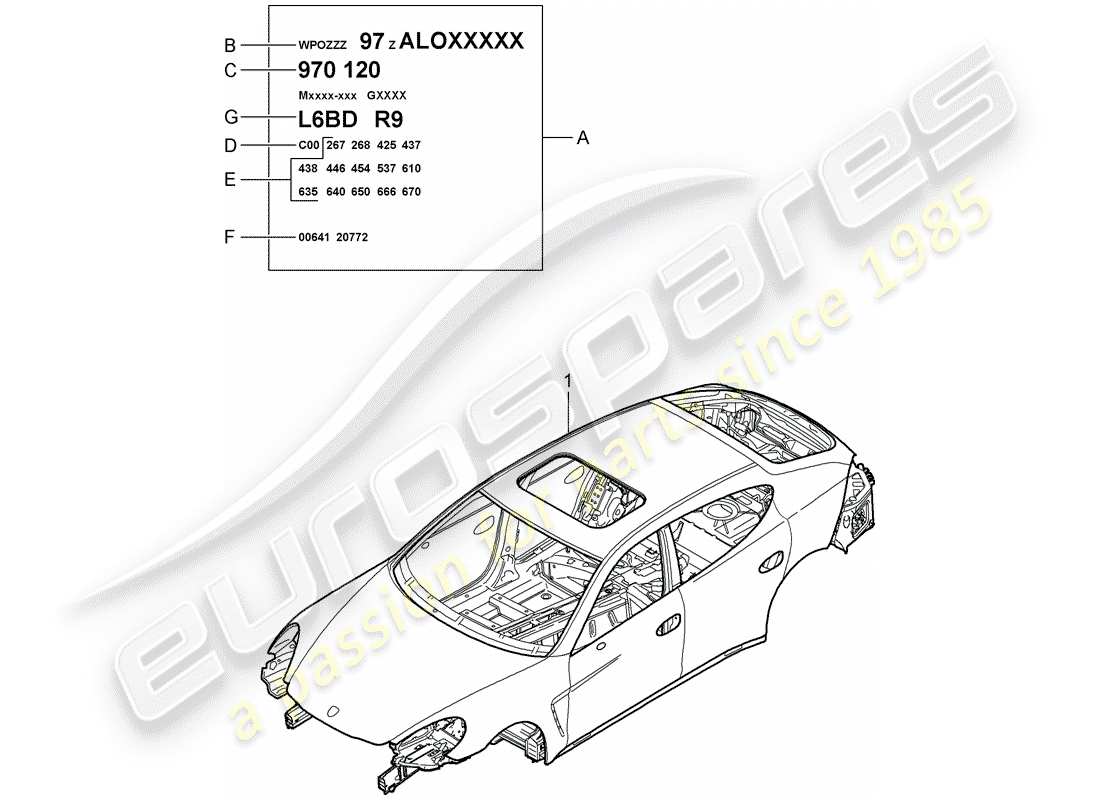 porsche 2016 (panamera 970) carrosserie diagramme de pièce
