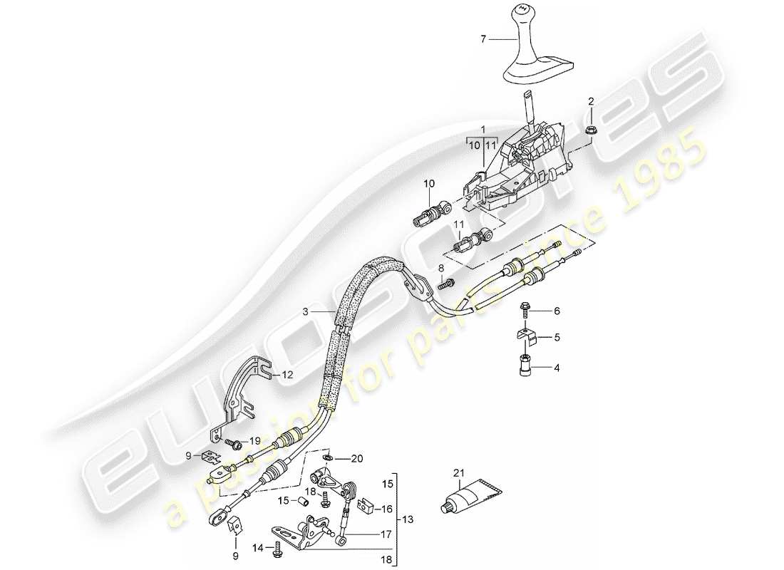 porsche 2000 (986 boxster) mécanisme de changement de vitesses - boîte de vitesses manuelle schéma des pièces