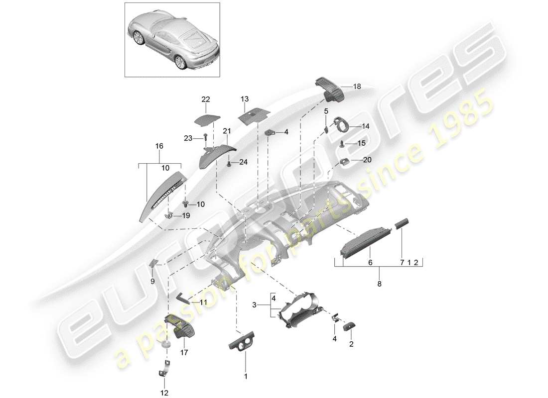 porsche 2016 (981 cayman gt4) accessoires schéma des pièces