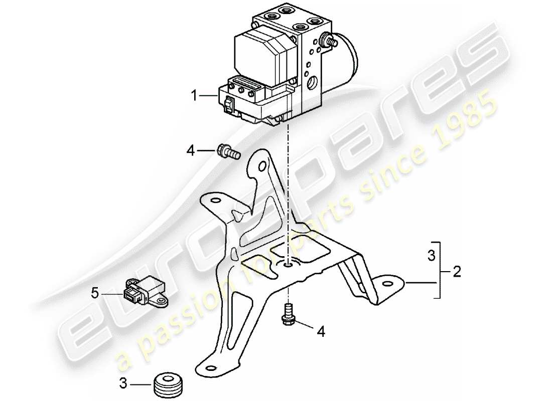 porsche 2002 (996 turbo / gt2) unité hydraulique - système de frein antiblocage. -abs- - schéma des pièces de commande