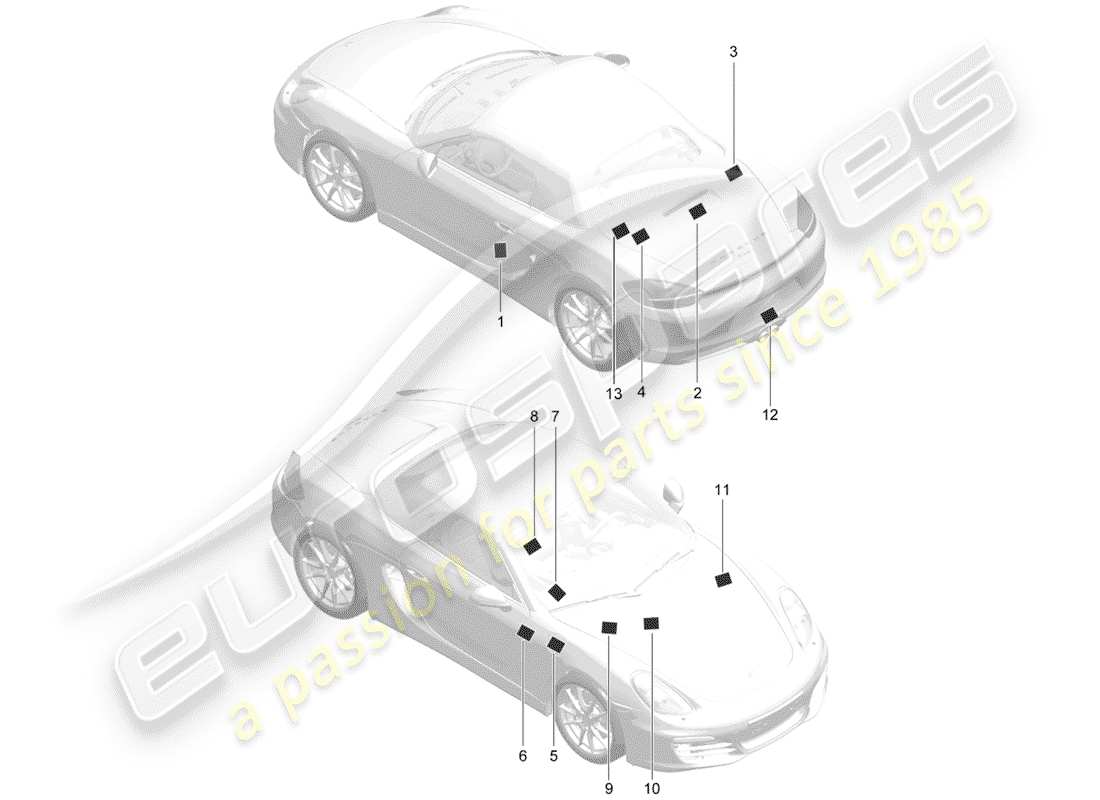 porsche 2016 (981 boxster) signes/avis schéma des pièces