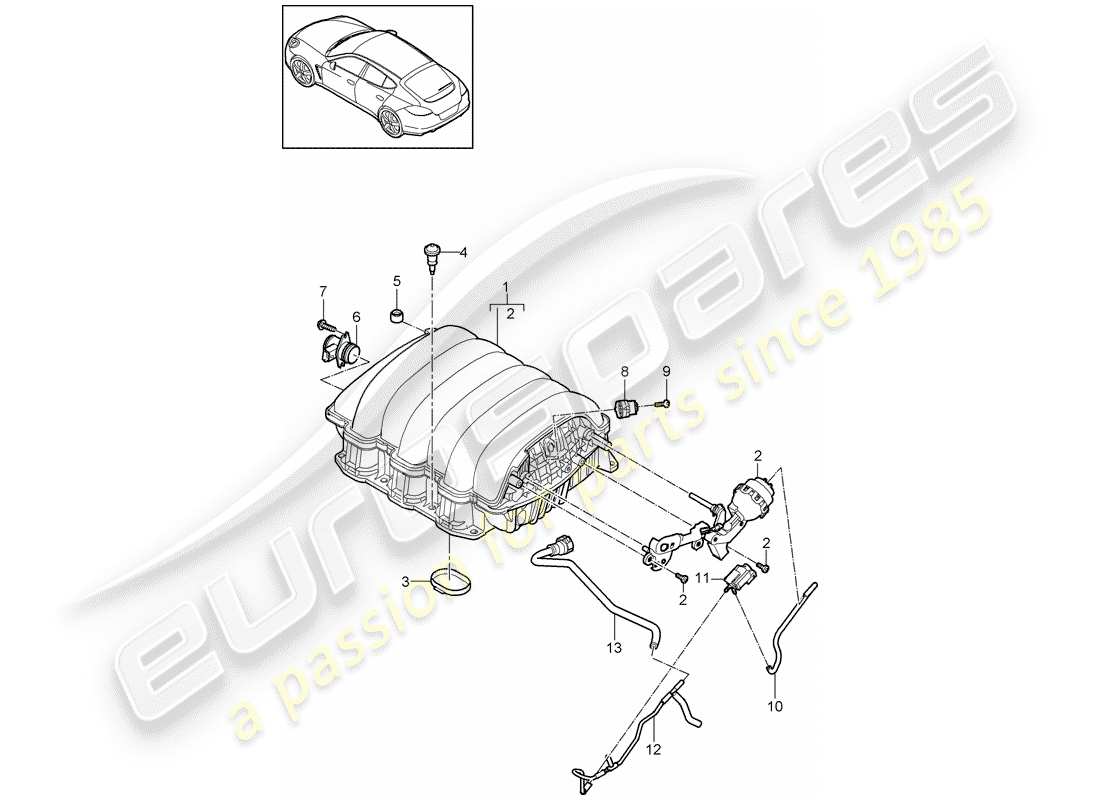 porsche 2010 (panamera 970) distributeur d'air d'admission schéma des pièces