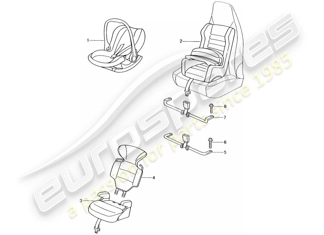 porsche 2011 (tequipment) siège enfant schéma des pièces