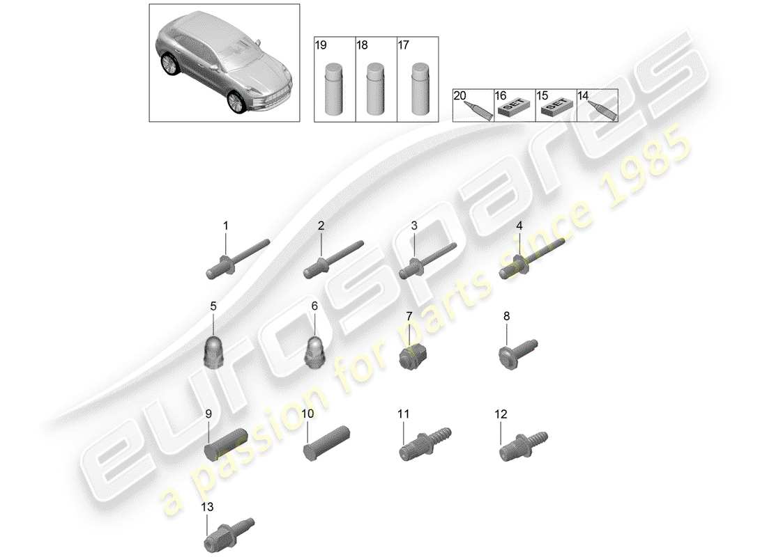 porsche 2020 (macan) fixations diagramme des pièces
