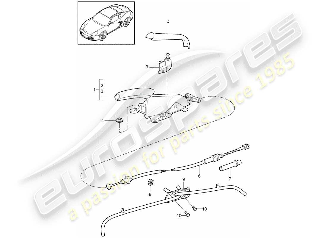 porsche 2010 (987 cayman) frein à main schéma des pièces
