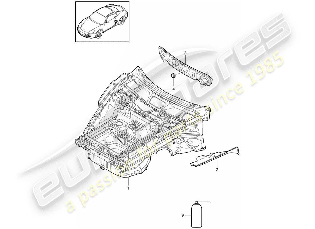 porsche 2009 (987 cayman) schéma des pièces front end