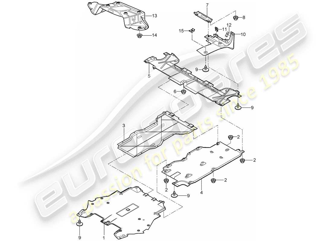 porsche 2007 (987 cayman) schéma des pièces des garnitures