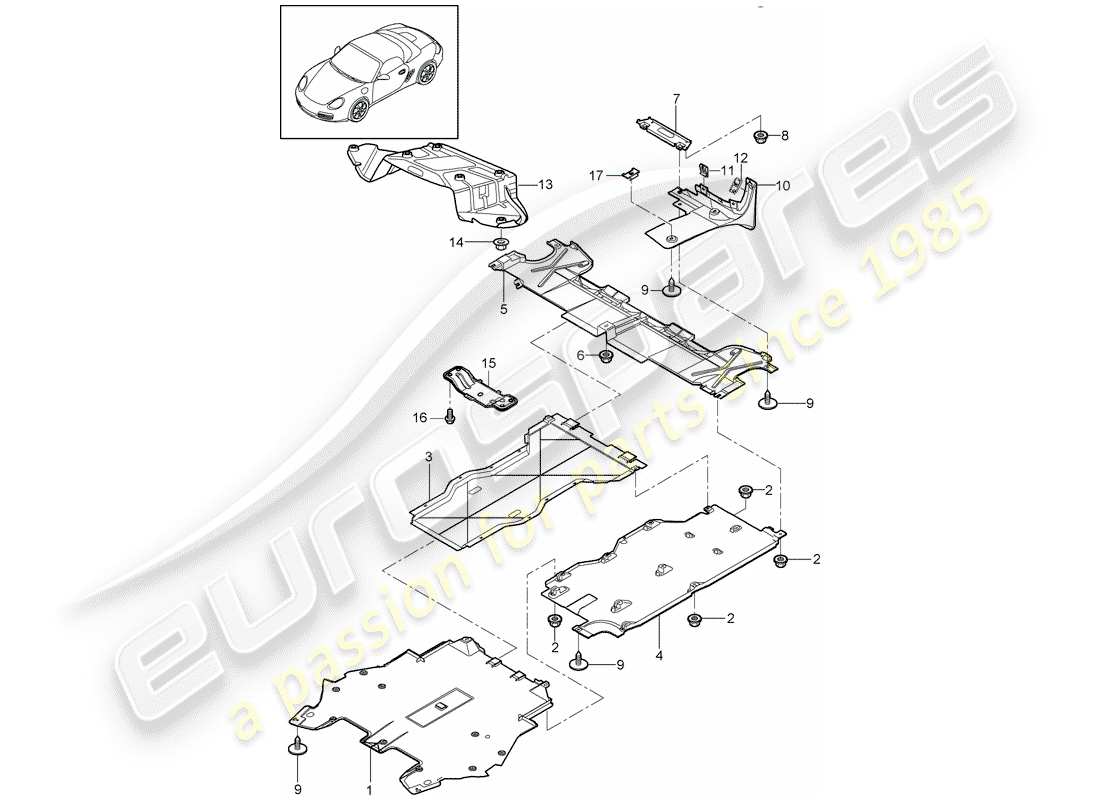 porsche 2012 (987 boxster) garnitures schéma des pièces