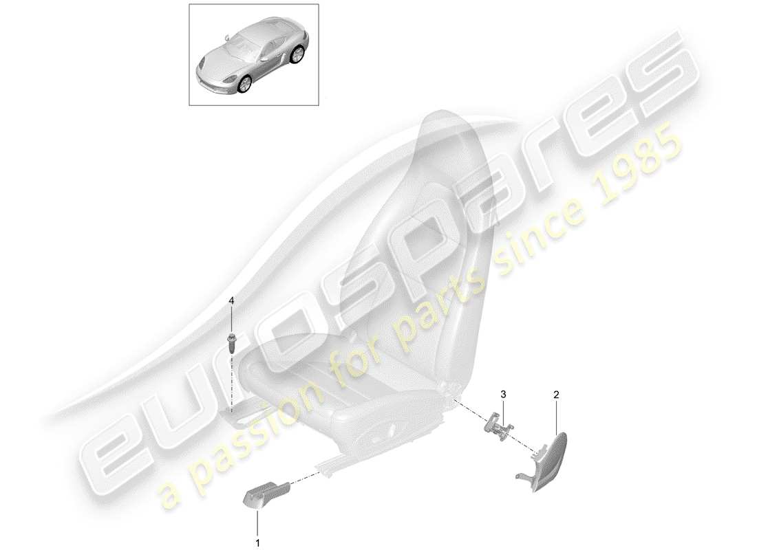 porsche 2018 (718 cayman) siege sport schéma des pièces