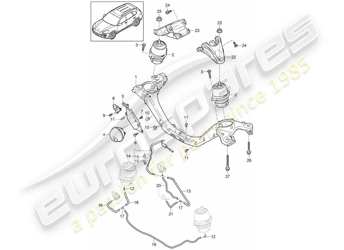 porsche 2018 (cayenne e2 92a) matériel de levage de moteur schéma des pièces