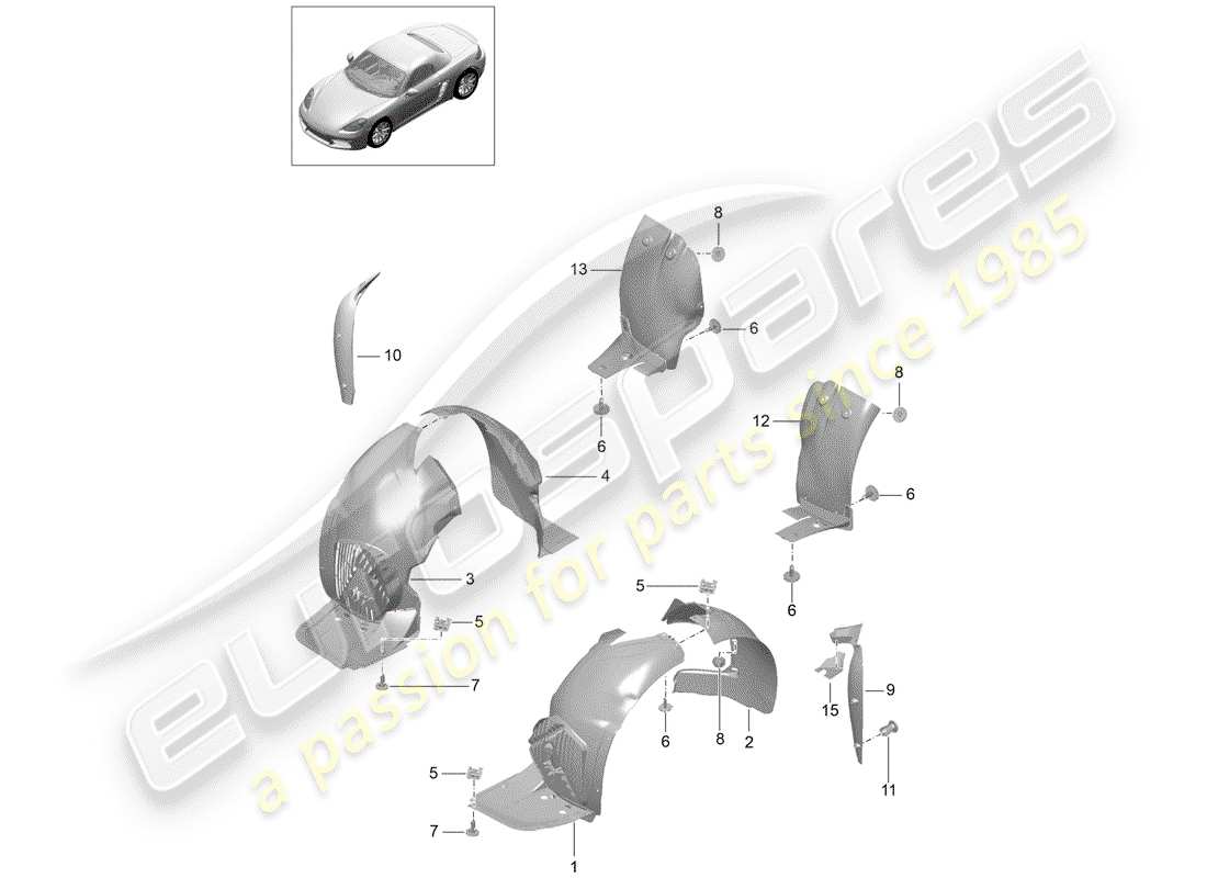 porsche 2020 (718 boxster) garnitures schéma des pièces