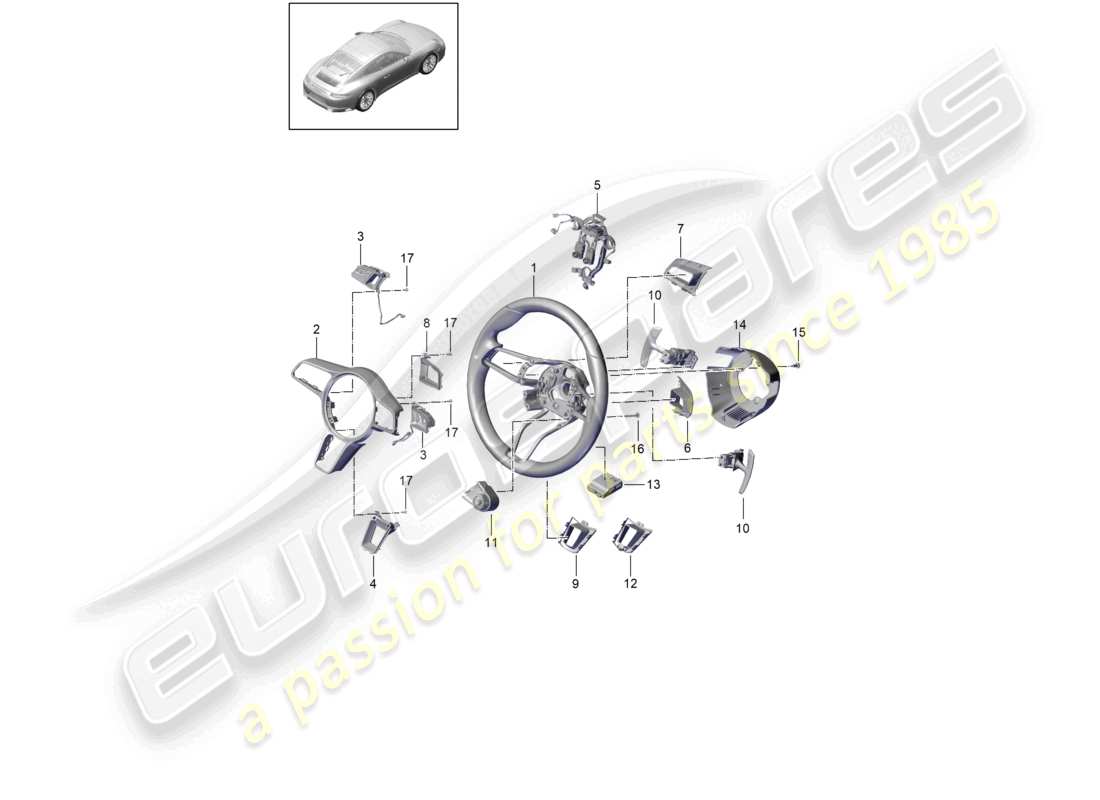 porsche 2019 (991-2) volant pièces détachées schéma des pièces