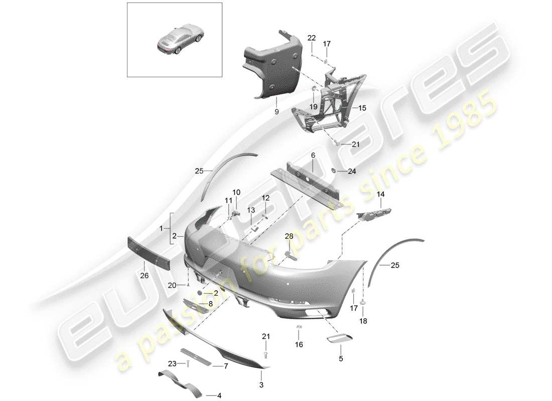 porsche 2020 (991-2) pare-chocs schéma des pièces