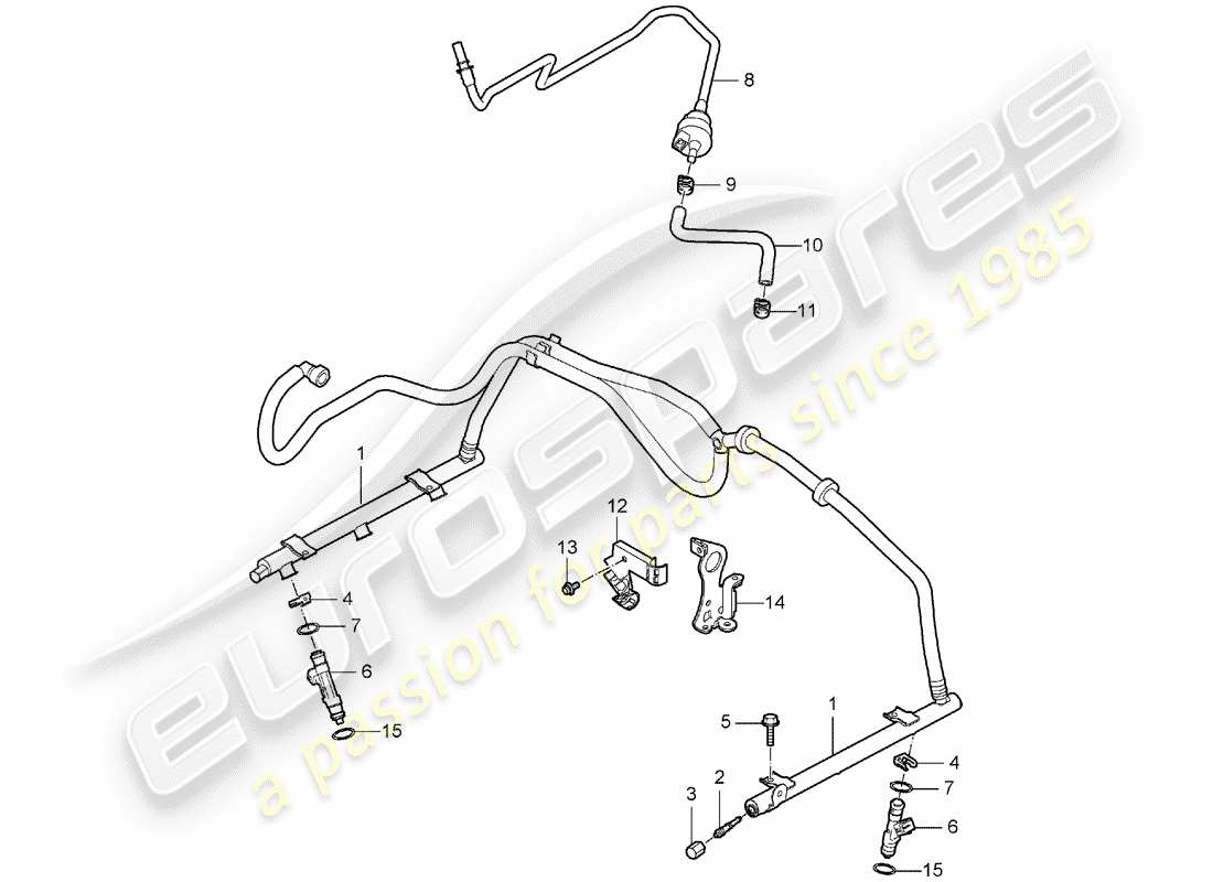 porsche 2007 (997-1) tuyau de récupération de carburant schéma des pièces