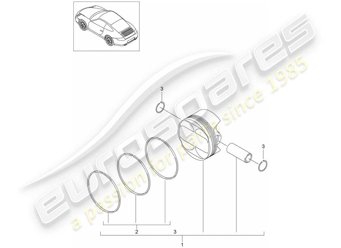 porsche 2012 (997-2) piston schéma des pièces