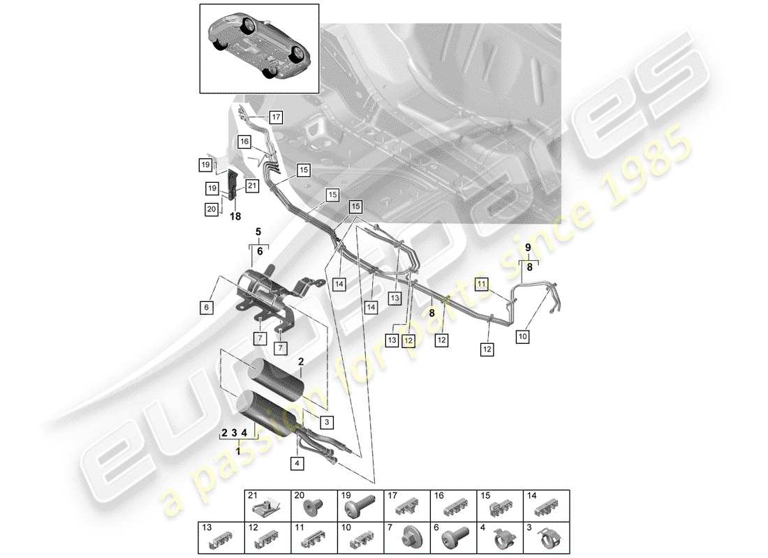 porsche 2017 (panamera 971-1) conduite de carburant schéma des pièces