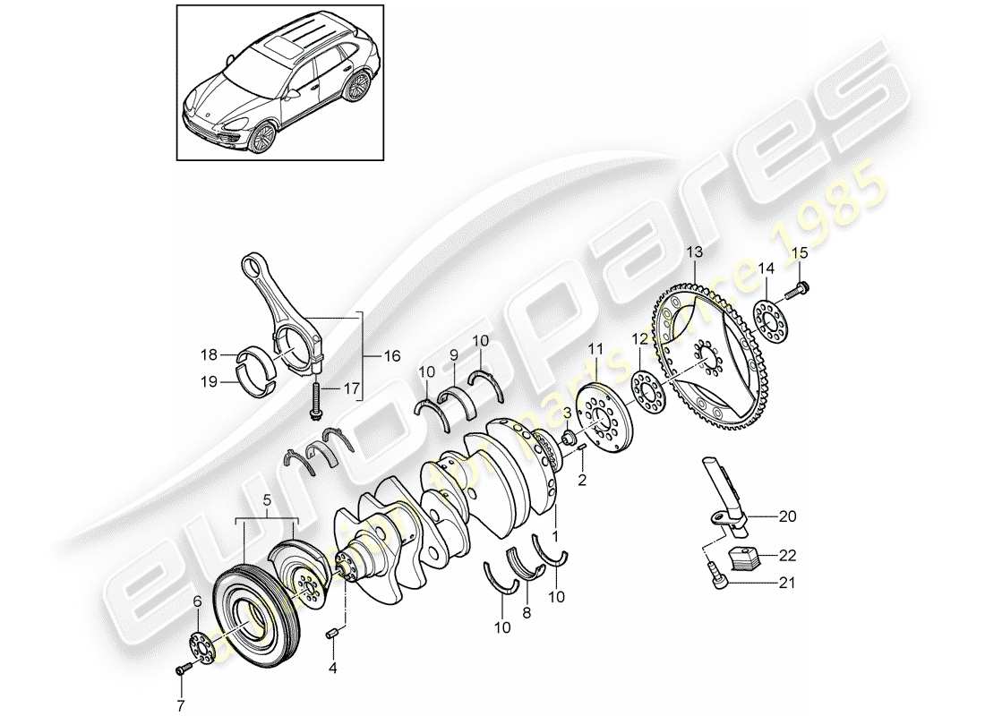 porsche 2011 (cayenne e2 92a) diagramme de pièce de vilebrequin