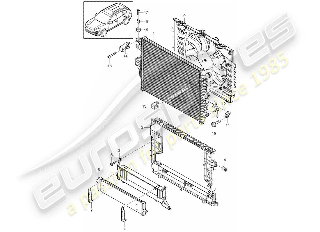 porsche 2013 (cayenne e2 92a) refroidissement par eau 3 schéma des pièces