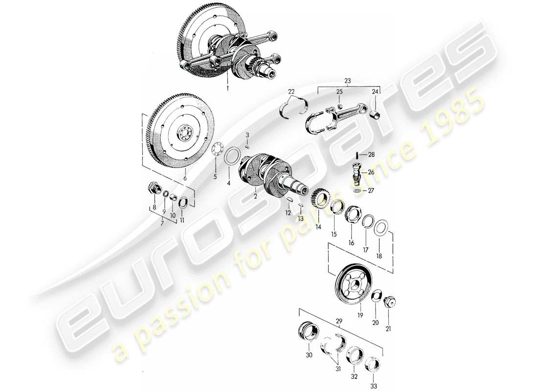 porsche 1950 (356/356a) vilebrequin - m 22 001 >> - m 50 101 >> - m 33 901 >> - m 41 001 >> - m 60 001 > > - m 80 001 >> schéma des pièces