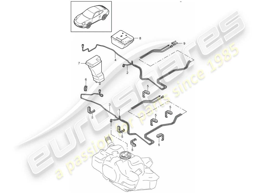 porsche 2011 (997-2) système de carburant schéma des pièces